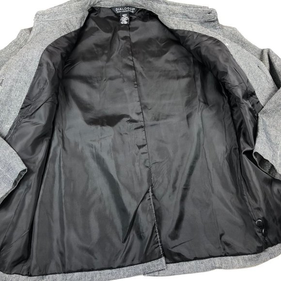 Dialogue Herringbone Linen Blend Oversized Jacket/Shacket Career Office Classic - Picture 6 of 11